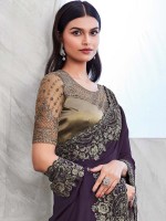 Dark Purple Walnut Silk Saree